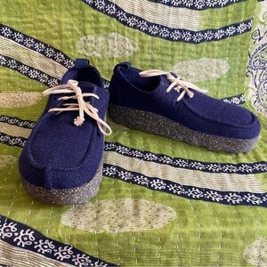 Asportuguesas x Free People Navy Felted Wool Fallon Moccasins Size EU 39/ US 8.5